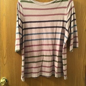 Lavender striped CJ Banks 3/4 sleeve top size 1x.